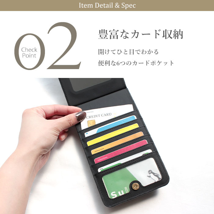 スマホショルダー レディース スマホポーチ ショルダー スマホポシェット 【レッド】 | 鏡 カード収納 iPhone 携帯 スマホ 小銭入れ 携帯_画像7