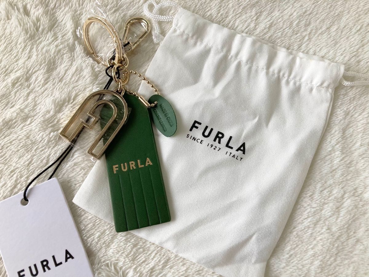 新品 FURLA フルラ チャーム キーリング グリーン-