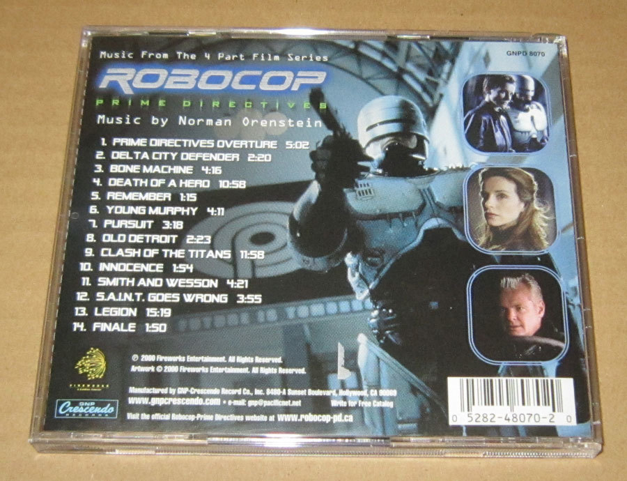 CD　テレビシリーズ　ロボコップ プライム・ディレクティヴ　サウンドトラック　Robocop: Prime Directives●ノーマン・オレンスタイン_画像3