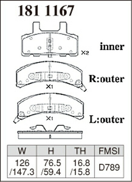 ディクセル Pタイプ フロント左右セット ブレーキパッド サバーバン C1500/1500 1811167 DIXCEL ブレーキパット_画像3