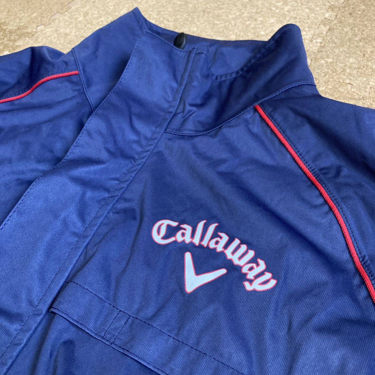 【美品】キャロウェイ callawayレインウェア ゴルフウェア上下 セット LLサイズ メンズ 紺 ゴルフ GOLF golf レインスーツ 上下セット