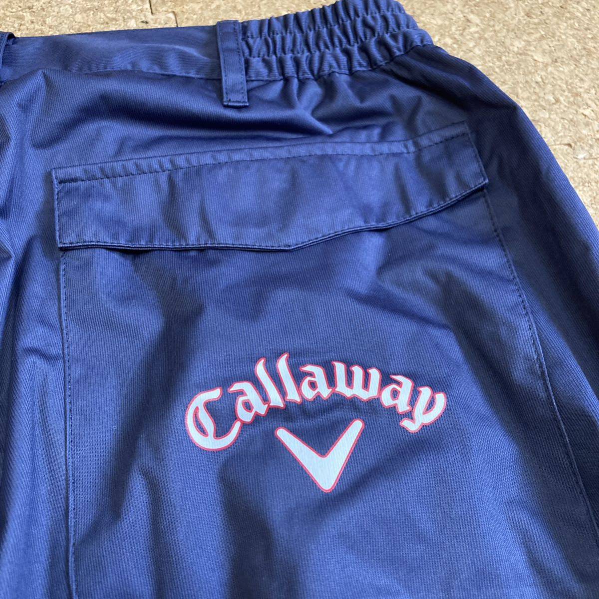 【美品】キャロウェイ callawayレインウェア ゴルフウェア上下 セット LLサイズ メンズ 紺 ゴルフ GOLF golf レインスーツ 上下セット
