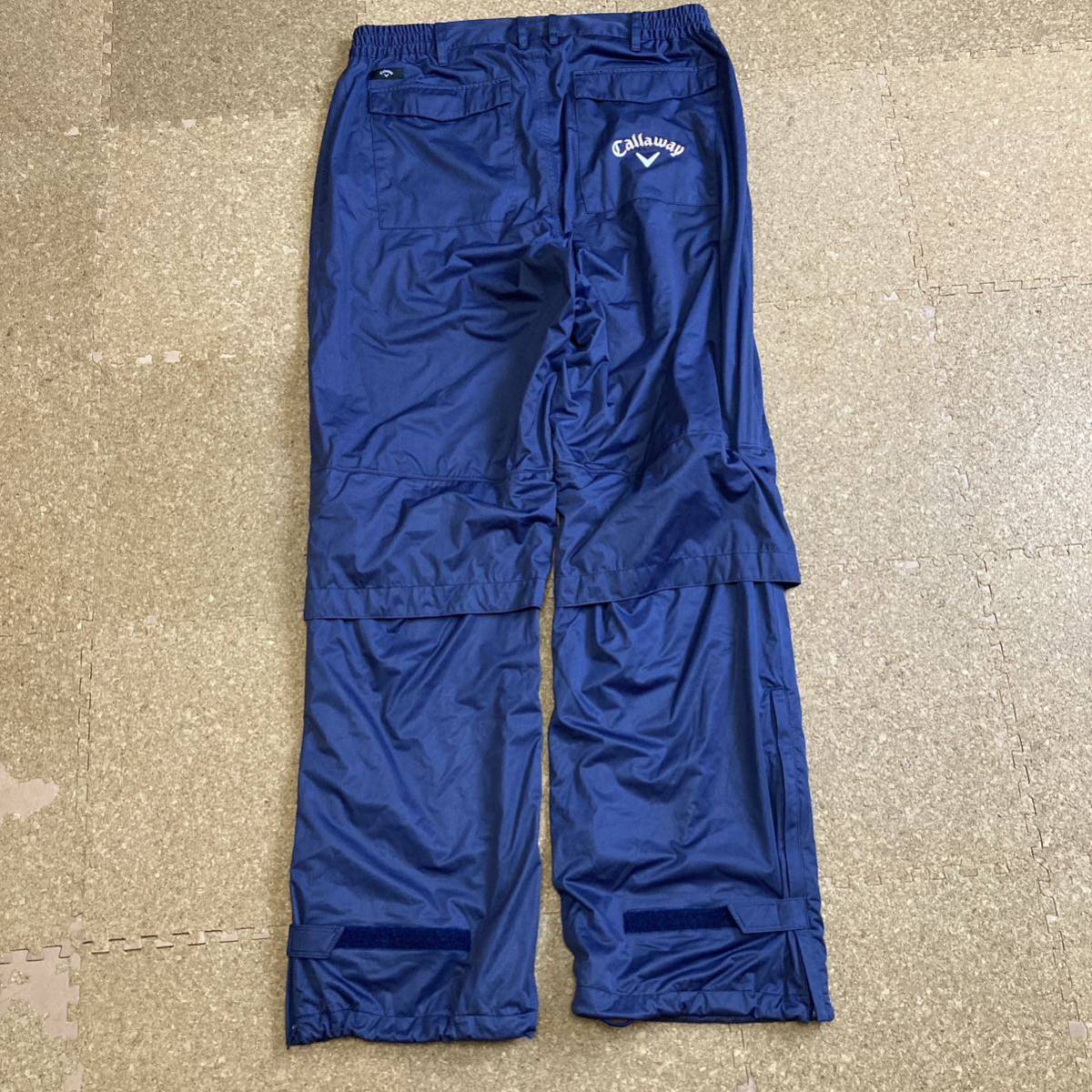 【美品】キャロウェイ callawayレインウェア ゴルフウェア上下 セット LLサイズ メンズ 紺 ゴルフ GOLF golf レインスーツ 上下セット