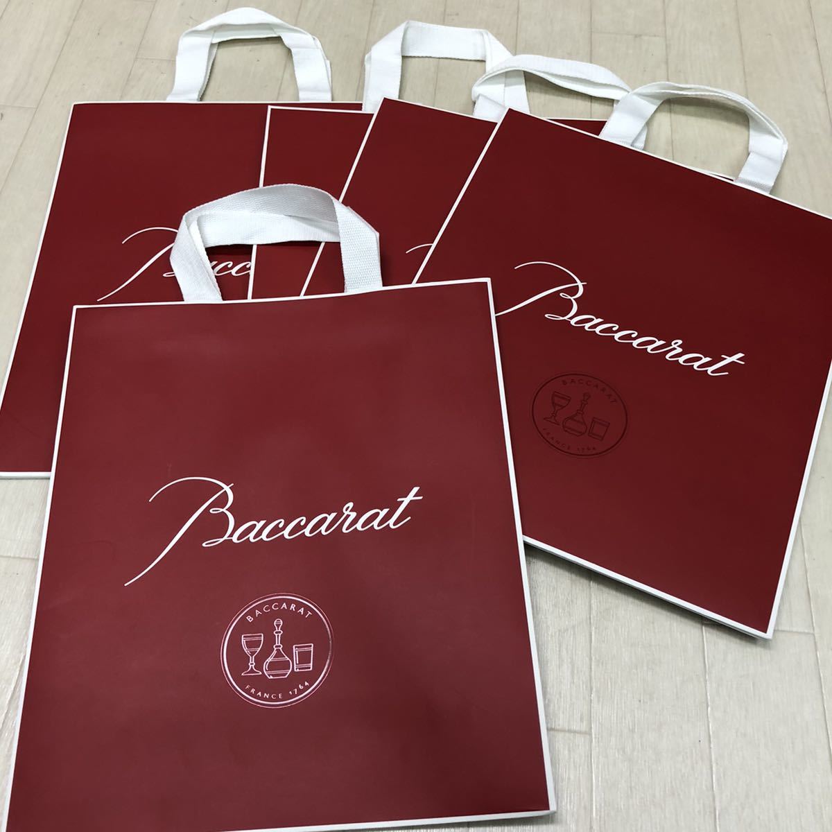 ^① storage goods unused Baccarat baccarat 33.5x29cm inset 14cmshopa- paper bag 5 pieces set set sale 