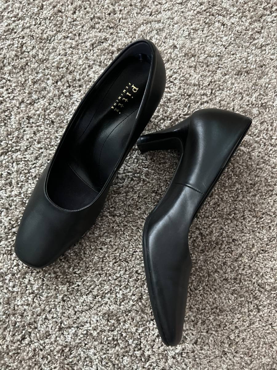 [ я предмет ]FEMININE Pitti натуральная кожа туфли-лодочки черный подошва подушка 22.5cm салон померить только превосходный товар . экспертиза праздничные обряды 2 десять тысяч иен степень 