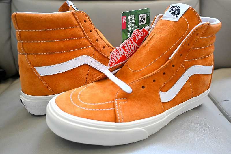 新品未使用 VANS バンズ USA企画 SK8-HI スケートハイ PIG SUEDE スエード 革 レザー 撥水 VN0A32QG9FZ オレンジ US9.5 27.5センチ_画像1