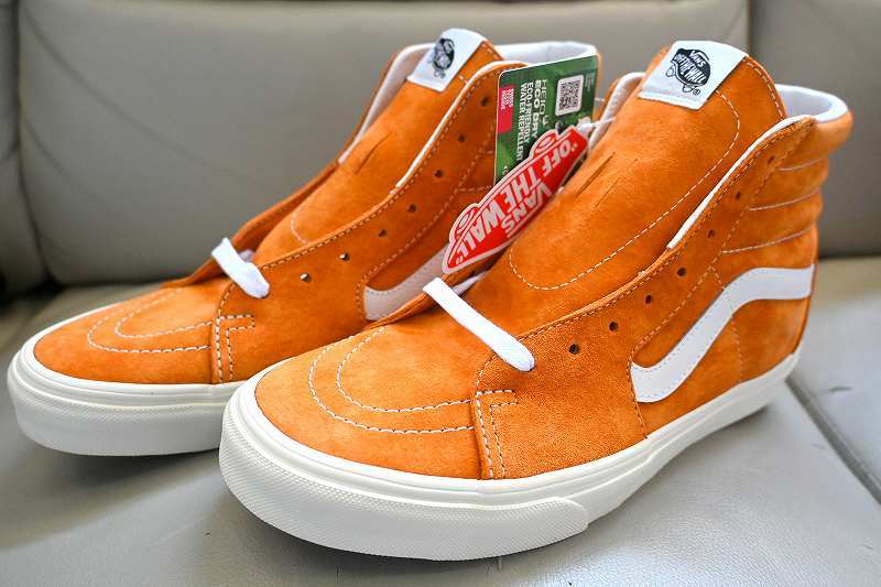 新品未使用 VANS バンズ USA企画 SK8-HI スケートハイ PIG SUEDE スエード 革 レザー 撥水 VN0A32QG9FZ オレンジ US9.5 27.5センチ_画像2