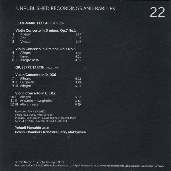 [CD/Warner]ルクレール:ヴァイオリン協奏曲ニ短調Op.7-1&Op.7-5他/Y.メニューイン(vn)&J.マクシミウク&ポーランド室内管弦楽団 1983_画像2