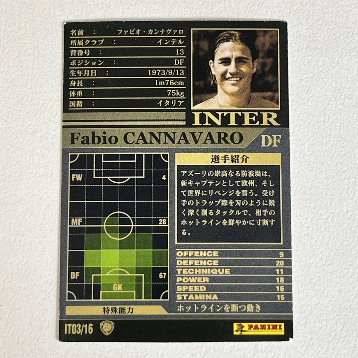 ♪♪WCCF 02-03 IT ファビオ・カンナヴァロ Fabio Cannavaro Internazionale ♪三点落札で普通郵便送料無料♪_画像2