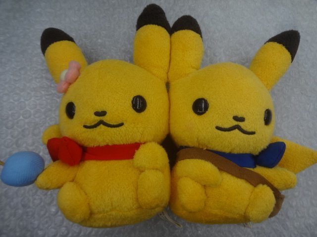 ★ポケモンセンター ピカチュウ Pokemon little tales ピカチュウペアぬいぐるみ マスコット シンジカトウ ポケットモンスター グッズ_画像1