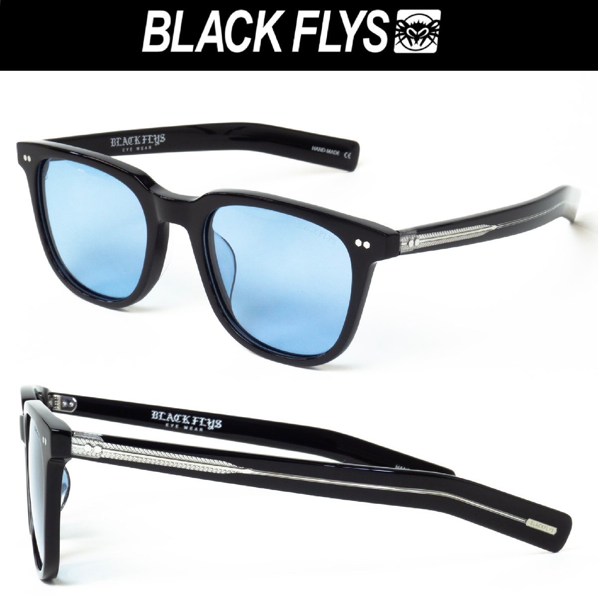 偏光ライトブルーレンズ ブラックフライ サングラス BlackFlys FLY STACY BLACK-SILVER/Lt.BLUE(POL)