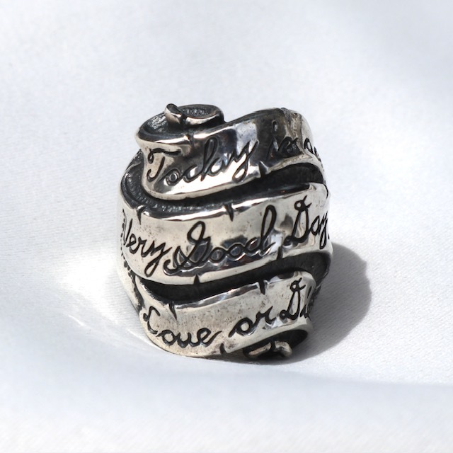 SALE サイズ19 RAT RACE ラットレース Message On Ribbon Ring Wide メッセージオンリボン シルバーリング_画像1