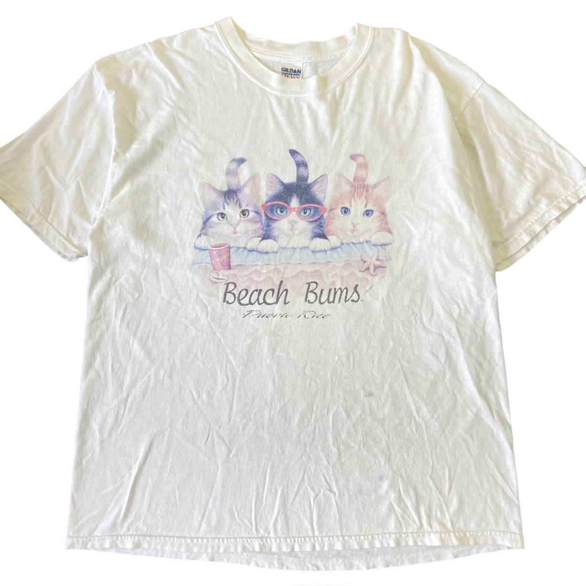 ファッション 猫 Bums Beach 00s Tシャツ ヴィンテージ イラスト