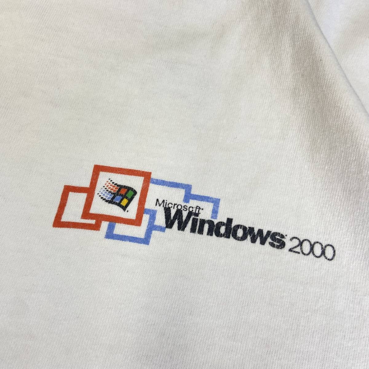 00s Microsoft Windows2000 Tシャツ XL ホワイト 企業 ロゴ マイクロソフト ウィンドウズ PC DELL Intel TOSHIBA 90s ヴィンテージ _画像2