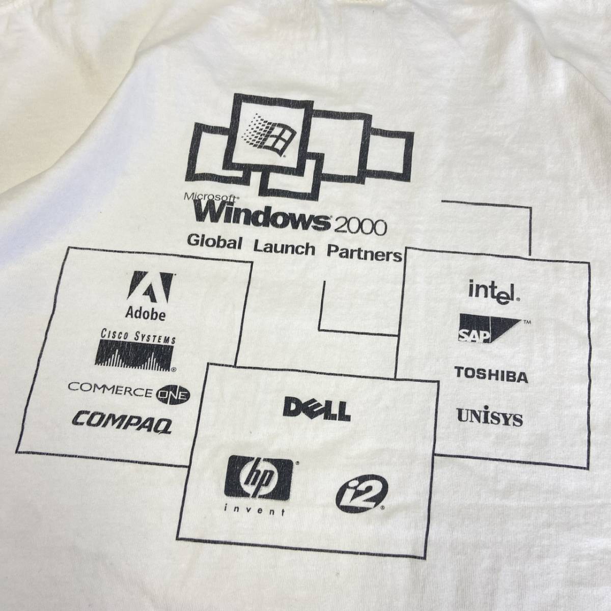 00s Microsoft Windows2000 Tシャツ XL ホワイト 企業 ロゴ マイクロソフト ウィンドウズ PC DELL Intel TOSHIBA 90s ヴィンテージ _画像5