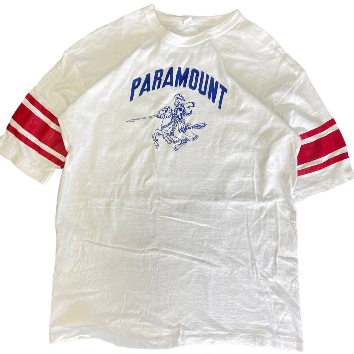 60s USA製 Russell Southern PARAMOUNT フットボール Tシャツ XL ホワイト ラッセル サウザン 袖ライン カレッジ チーム ヴィンテージ _画像1