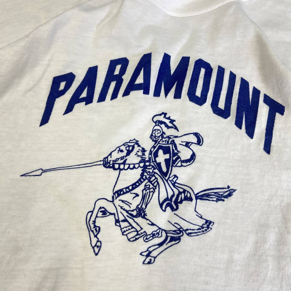 60s USA製 Russell Southern PARAMOUNT フットボール Tシャツ XL ホワイト ラッセル サウザン 袖ライン カレッジ チーム ヴィンテージ _画像2