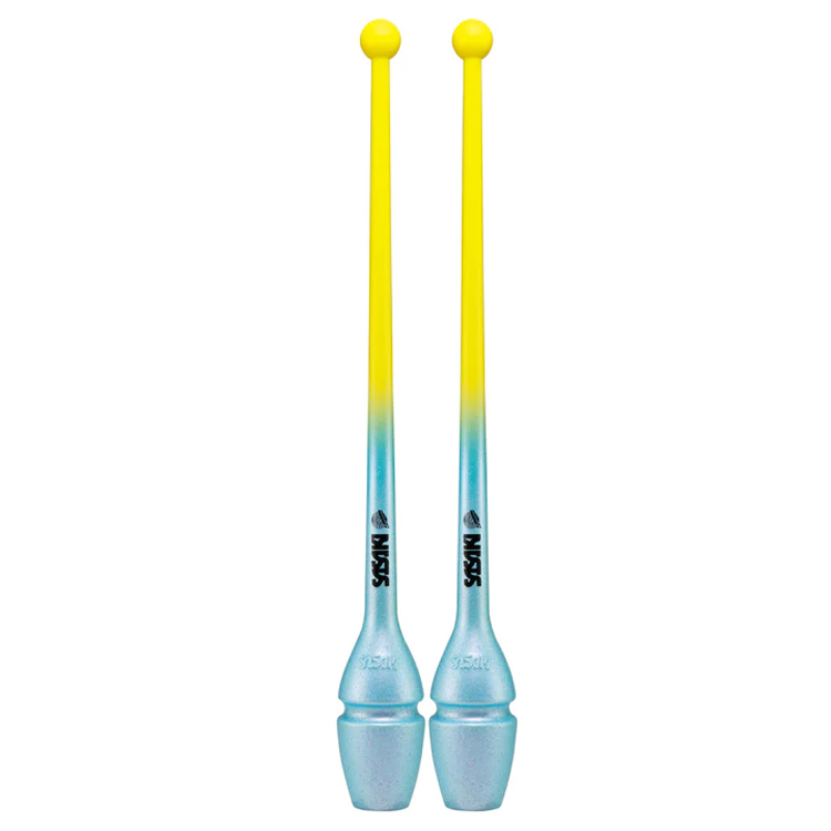 2023SS グラデーションラバークラブ 新体操手具 [カラー：ブライトイエロー×ライトブルー] [サイズ：長さ44cm] #M-34GH-F-BRYXLIBU 未使用