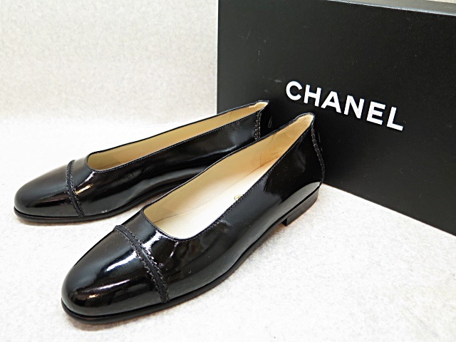 【シャネル】CHANEL レザー ココマーク フラット シューズ ローヒール