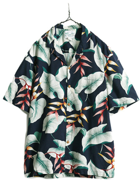 90s ハワイ製 ■ DIAMOND HEAD オープンカラー コットン 半袖 アロハシャツ メンズ L 90年代 オールド 開襟 半袖シャツ ハワイアン シャツ