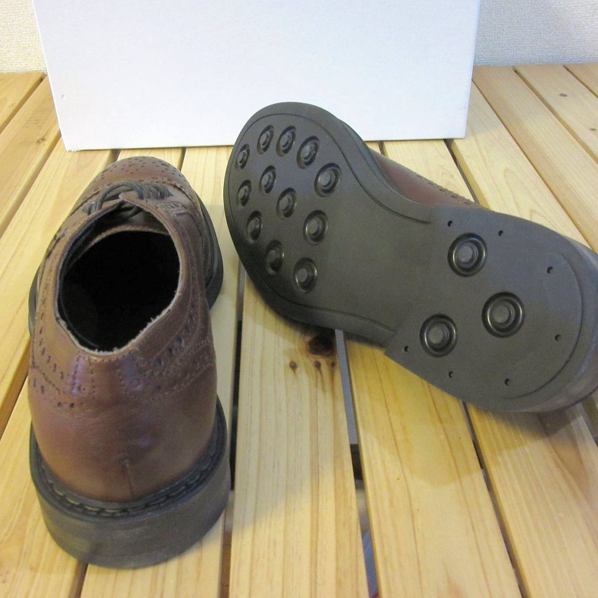 未使用 やや傷・スレあり BOEMOS ボエモス レザーシューズ 革靴 ブローグシューズ ビジネスシューズ ブラウン 茶色 メンズ 41 26cm 程度 の画像6