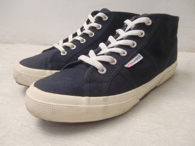  free shipping have on 3 times walk 21km SUPERGA navy canvas MID sneakers Italy. country . shoes spec ruga42 US9 UK8 PEOPLE\'S SHOES OF ITALY