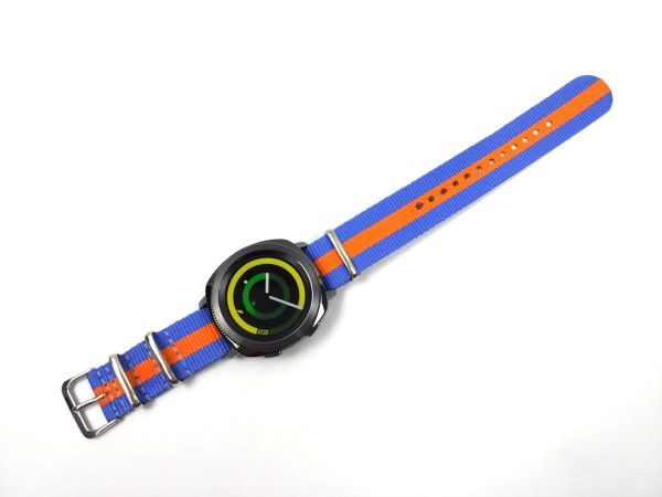  нейлоновый милитари ремешок текстильный ремень nato модель наручные часы голубой X orange полоса 20mm