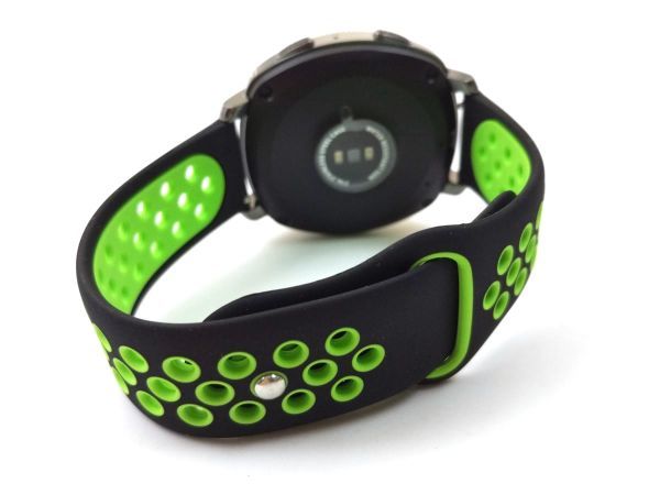 スポーツバンド 交換用腕時計ベルト シリコン ストラップ ブラックXグリーン 20mmの画像1