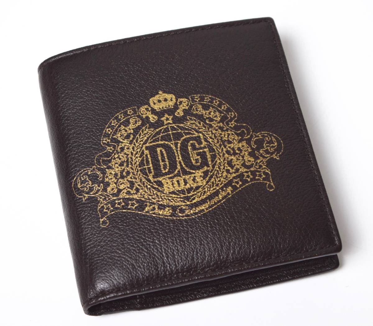 未使用 ドルチェ＆ガッバーナ DOLCE&GABBANA 2つ折り 財布 レザーウォレット ダークブラウン イタリア製 D&G_画像2