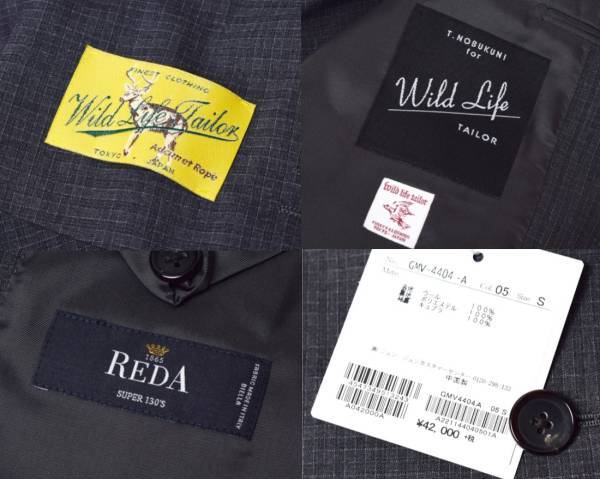 未使用4.5万 Wild Life TAILOR × アダムエロペ REDA生地 背抜き テーラードジャケット S チャコール タイシノブクニ 〆_画像3