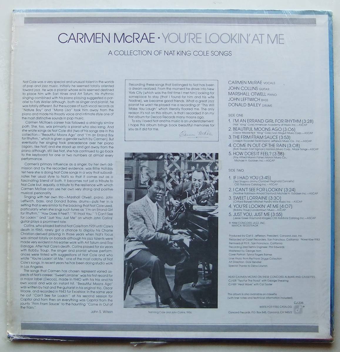 ◆ CARMEN McRAE / You're Lookin' At Me ◆ Concord Jazz CJ-235 ◆_画像2