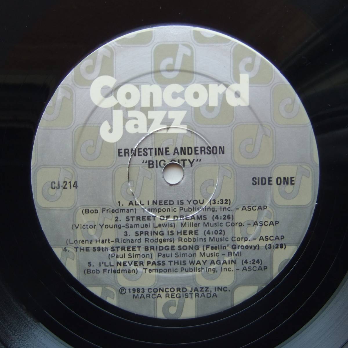 ◆ ERNESTINE ANDERSON / Big City ◆ Concord Jazz CJ-214 ◆_画像3