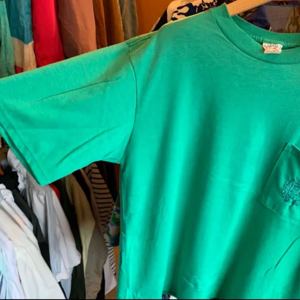 ヴィンテージ　古着　USA オーバーサイズ　Tシャツ　グリーン　緑　 ポケットTシャツ　ビンテージ　レトロ　ロキシー　ビックT