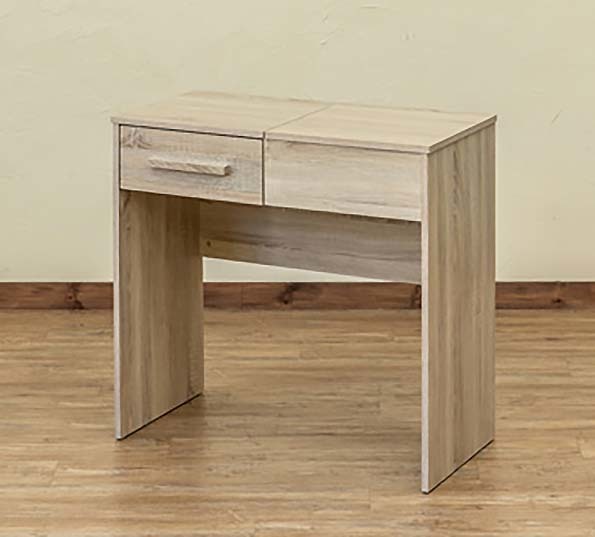  convenient drawer attaching 80cm width desk & dresser < opening and closing type mirror >* white _do