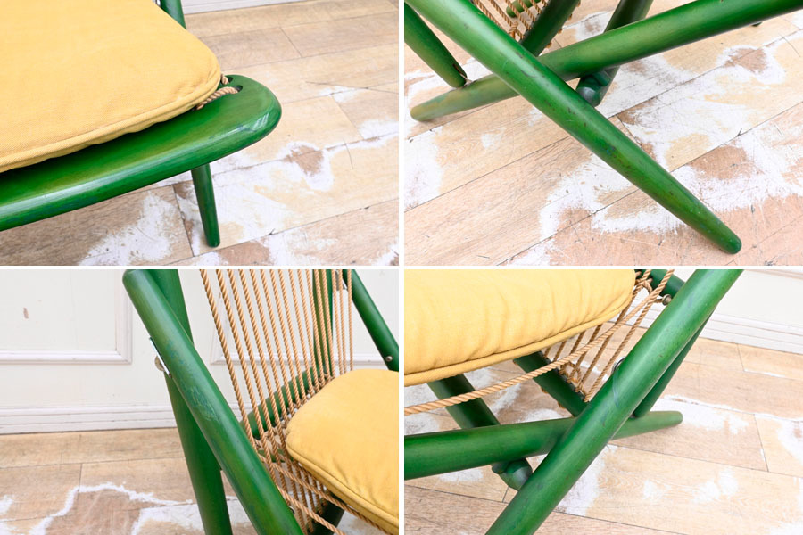 IF141 高級家具の老舗 オールドマルニ maruni 希少 人気チェア ロープチェア 折り畳み 椅子 ソファ ラウンジチェア_画像5