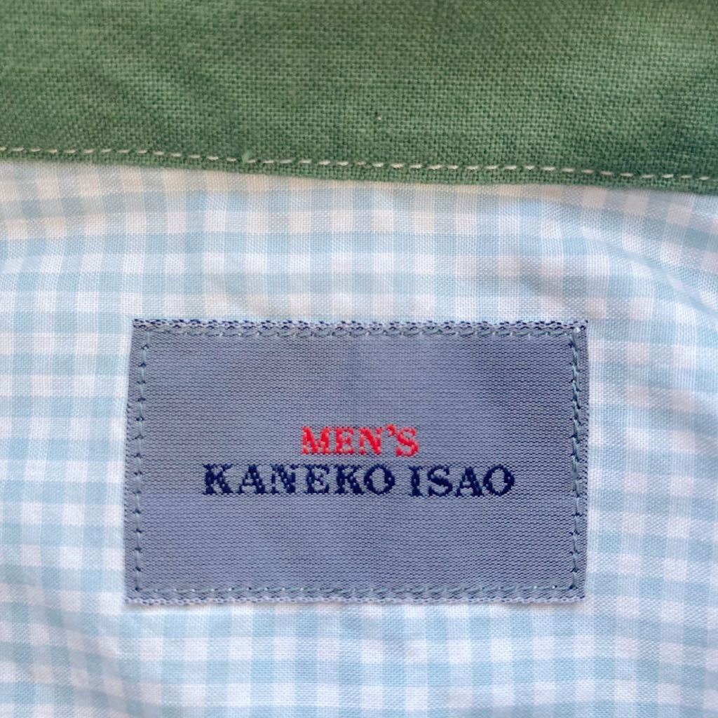 KANEKO ISAO MEN'S カネコイサオ メンズ クレイジーパターン ギンガムチェック コットン ボタンダウン シャツ size.M ブルー Karl Helmut_画像6
