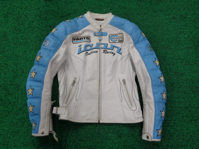 S size * icon Icon KITTY leather jacket white / blue *