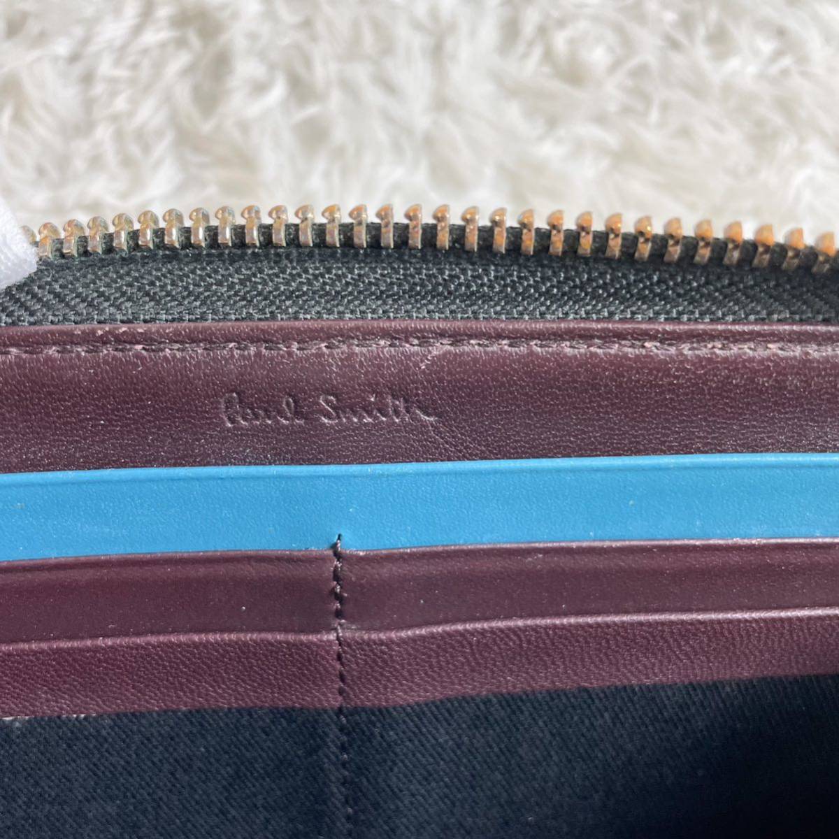 ポールスミス L字ファスナー 長財布 レザー 黒 paul smith バイカラー　財布　ウォレット_画像9