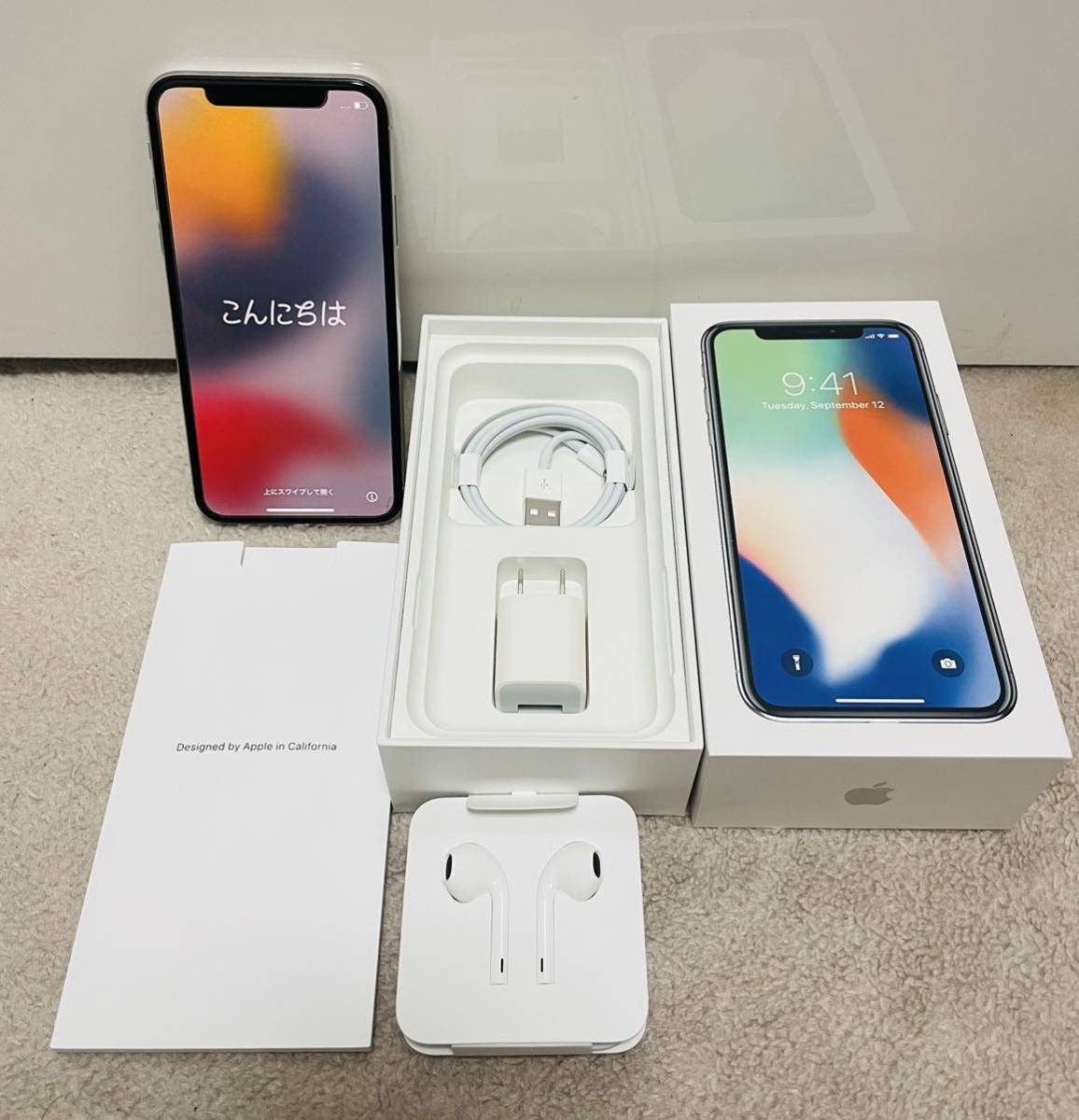 美品!iPhone X 64GB ホワイトシルバー バッテリー85% アイフォン10