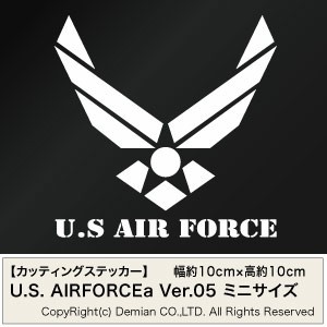 【U.S. AIRFORCE a ミニサイズ ver.05 （米国空軍モチーフ） カッティングステッカー 2枚組 幅約10cm×高約10cm】_画像1