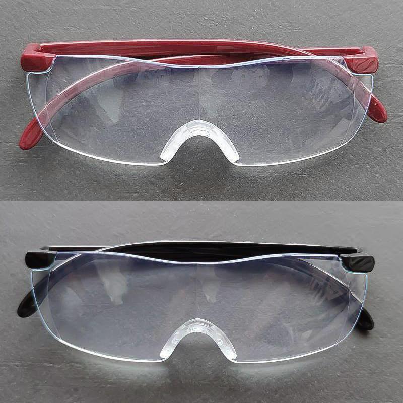 特価 メガネ型 拡大鏡 1.6倍 軽量グラス オーバーグラス対応 ルーペめがね 眼鏡 ブルーライトカット フリーサイズ 男女兼用 赤黒 送料無料_画像1