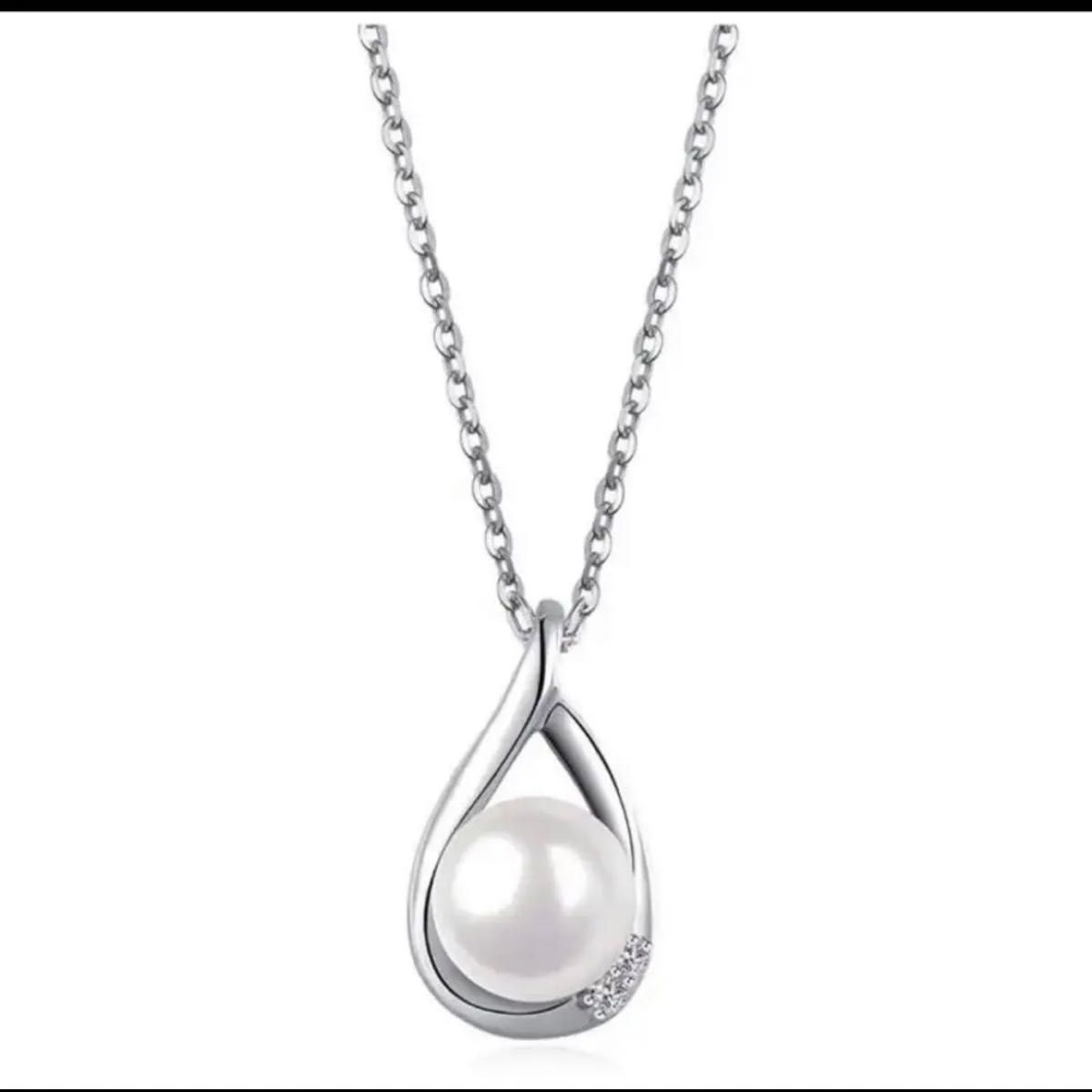淡水 真珠 ネックレス925 純銀製 シルバ【水滴ネックレス】CZダイヤモンド ジルコニア