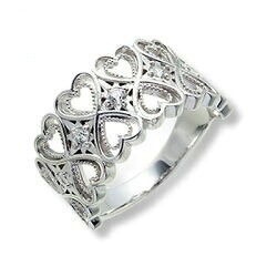 名作 ハート プラチナ900 指輪 幅広 ダイヤモンド プレゼント