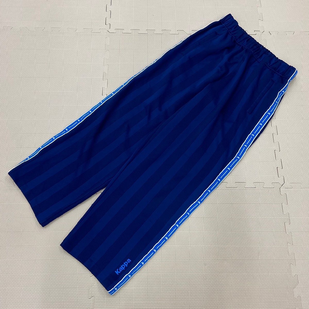 (G)YJ038 ( б/у ) спортивная одежда верх и низ 2 пункт /Kappa/ Kappa /L/ длинный рукав / длинные брюки / темно-синий полоса рисунок / джерси / выставить / для мужчин и женщин /Made in JAPAN