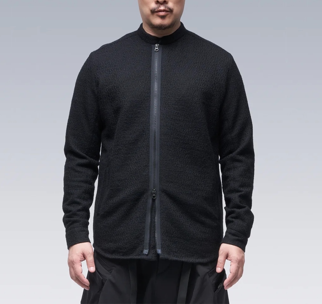 新品 ACRONYM LA8-AK アクロニウム Cashllama Long Sleeve Zip Shirt Jacket カシュラマ 長袖ジップ シャツ ジャケット L 黒