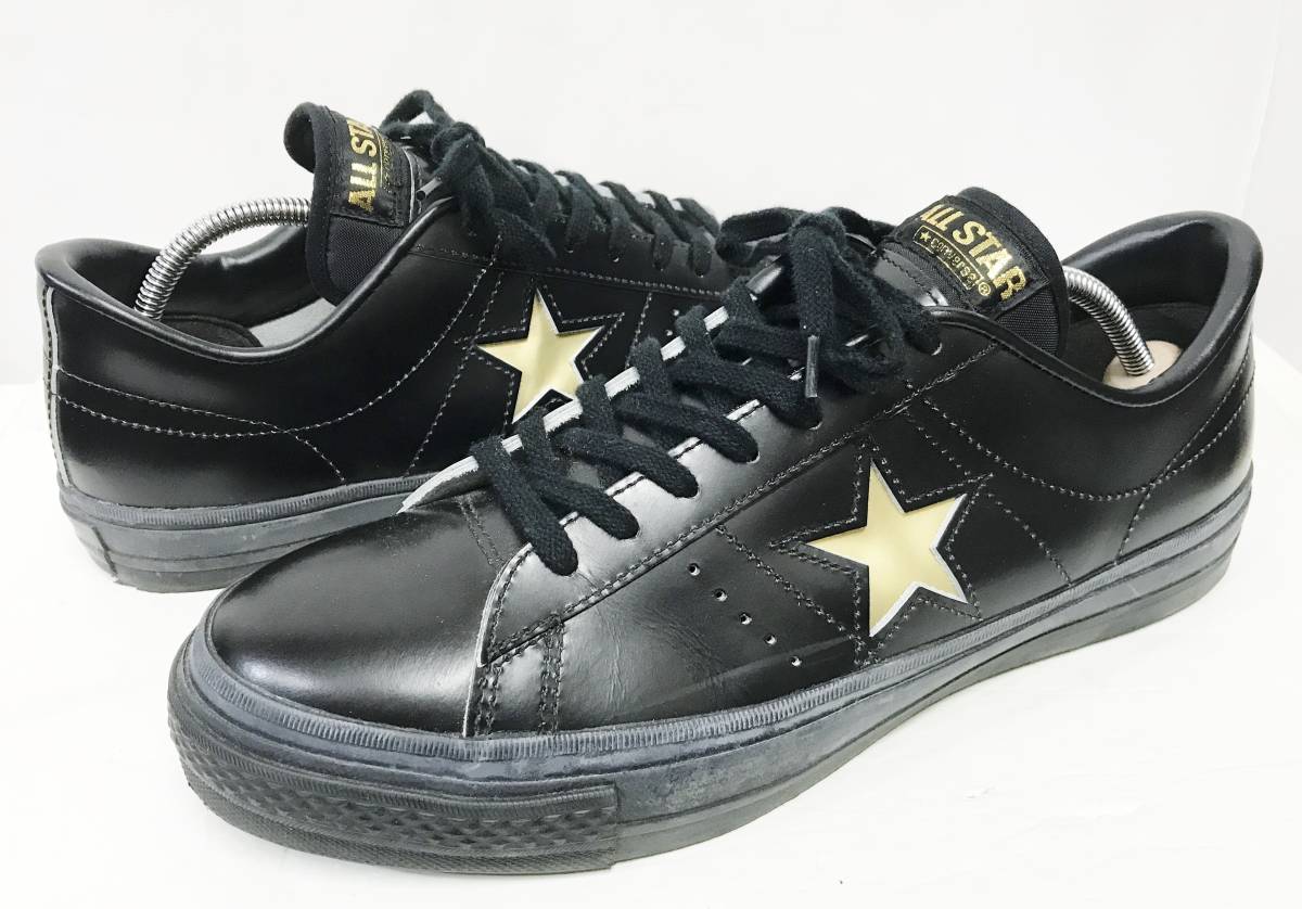 日本製 CONVERSE コンバース ONE STAR J ワンスター ブラック/ゴールド US8.5/27cm 黒金 MADE IN JAPAN スニーカー シューズ 靴_画像1