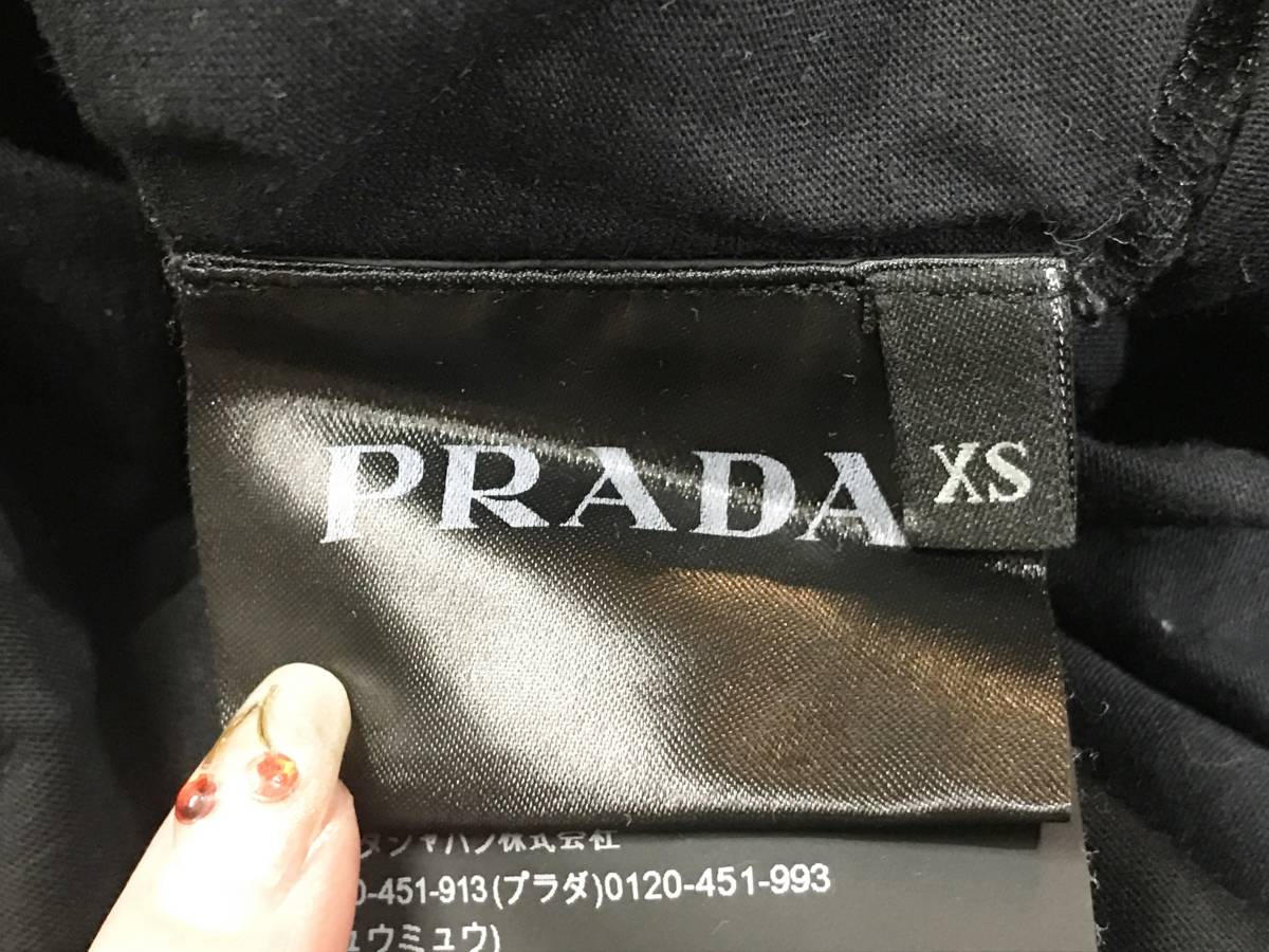 国内正規品 PRADA プラダ UJM492 S181 ILK クルーネック 無地 Tシャツ XS 黒 _画像7