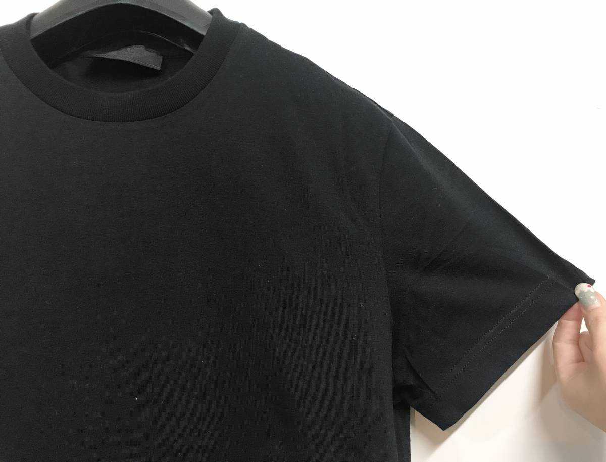 国内正規品 PRADA プラダ UJM492 S181 ILK クルーネック 無地 Tシャツ XS 黒 _画像3