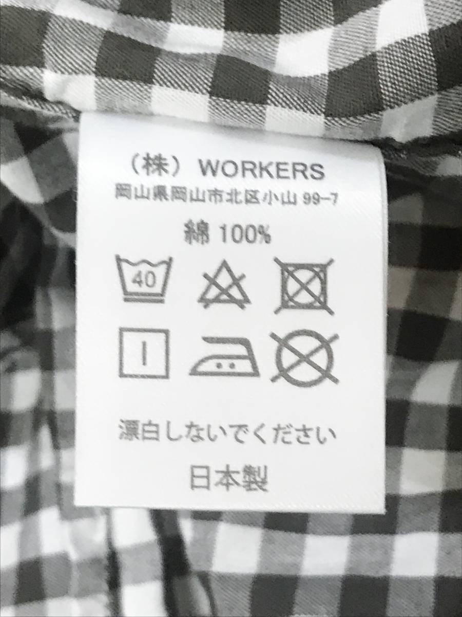 日本製 WORKERS ワーカーズ MODIFIED FIT 隠しボタンダウン ギンガムチェック長袖シャツ 15 オリーブブラウン/ホワイト_画像7