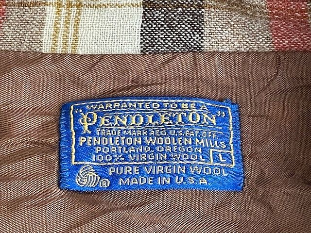 70's 米国製 ペンドルトン PENDLETON ウール 3ボタン テーラード ジャケット くるみ釦 チェック L [l-0731]_画像3